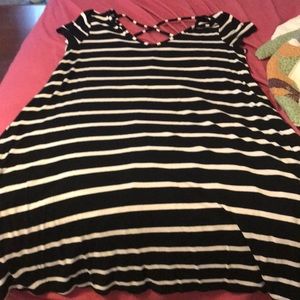 Black and white striped dress